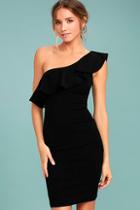 Lulus Life Is But A Dream Black One-shoulder Bodycon Dress