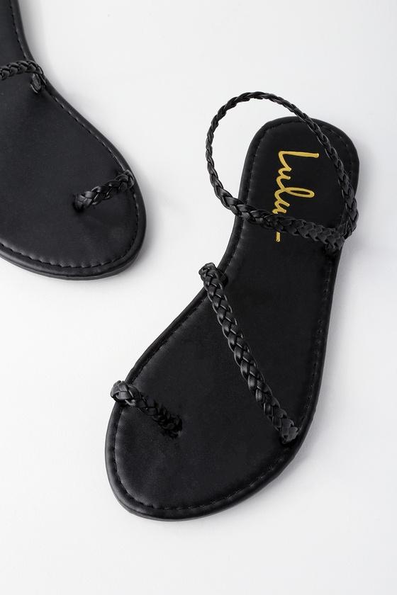 Liliana Mirela Black Flat Sandal Heels | Lulus
