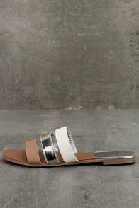 Qupid Amaryllis Toffee Brown Slide Sandals