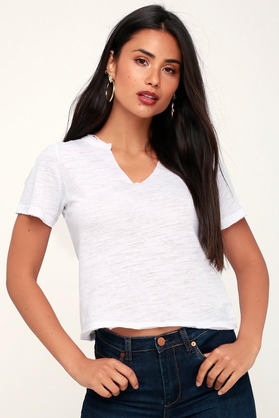 Day Rebel White Notched Cropped Tee | Lulus