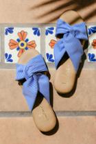 Bamboo Santana Blue Striped Slide Sandal Heels | Lulus