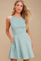Winsome Mint Blue Backless Skater Dress | Lulus