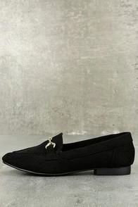 Qupid Molly Lynn Black Suede Loafers
