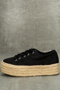 Steve Madden Hampton Black Flatform Espadrille Sneakers
