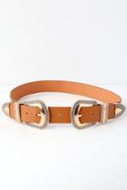 Tex Gold And Tan Double Buckle Belt | Lulus