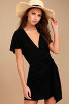 Lulus Vashti Black Wrap Dress