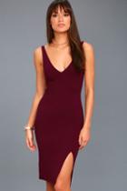 Lulus | Iconic Moment Plum Purple Bodycon Midi Dress | Size Small