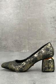 Kensie Lukas Black Floral Brocade Pumps