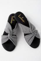 Bamboo Santana Black Striped Slide Sandal Heels | Lulus