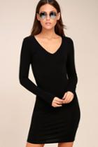 Lulus | Body Language Black Long Sleeve Bodycon Dress | Size Medium