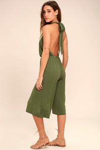 Lulus Fabulous Fate Olive Green Midi Jumpsuit