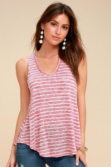 Rag Poets Santa Rosa Washed Red Striped Tank Top | Lulus