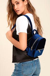 Skinnydip London Cutie Navy Blue Velvet Mini Backpack