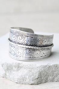 Lulus Celebrated Tradition Silver Cuff Bracelet