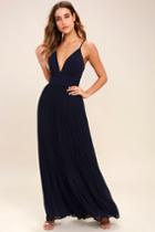 Lulus | Depths Of My Love Navy Blue Maxi Dress | Size X-small | 100% Polyester