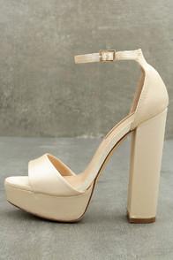 Liliana Pia Champagne Satin Platform Heels
