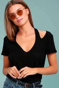 Lulus Rue Black Cutout Tee