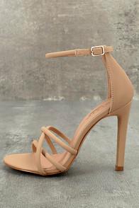 Gracia Michella Nude Nubuck Ankle Strap Heels