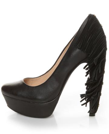 Report Signature Targee Black Fringe Platform Pumps