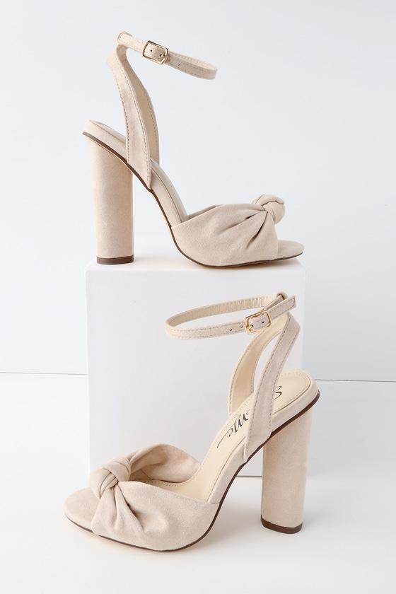 Machi Nessa Nude Suede Ankle Strap Heels | Lulus