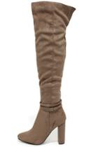 Breckelle's Wait No More Taupe Suede Over The Knee Boots