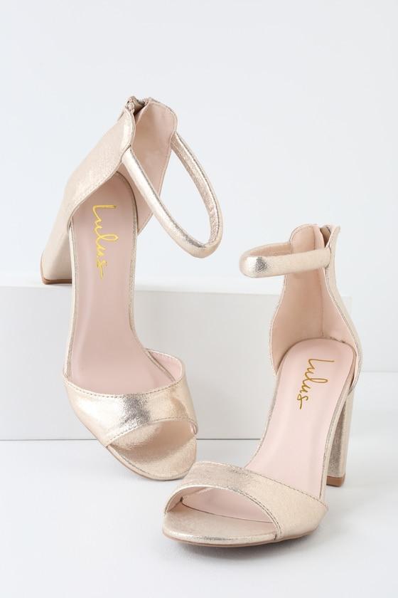 Sidecar Cutie Champagne Sueded Metallic Ankle Strap Heels | Lulus