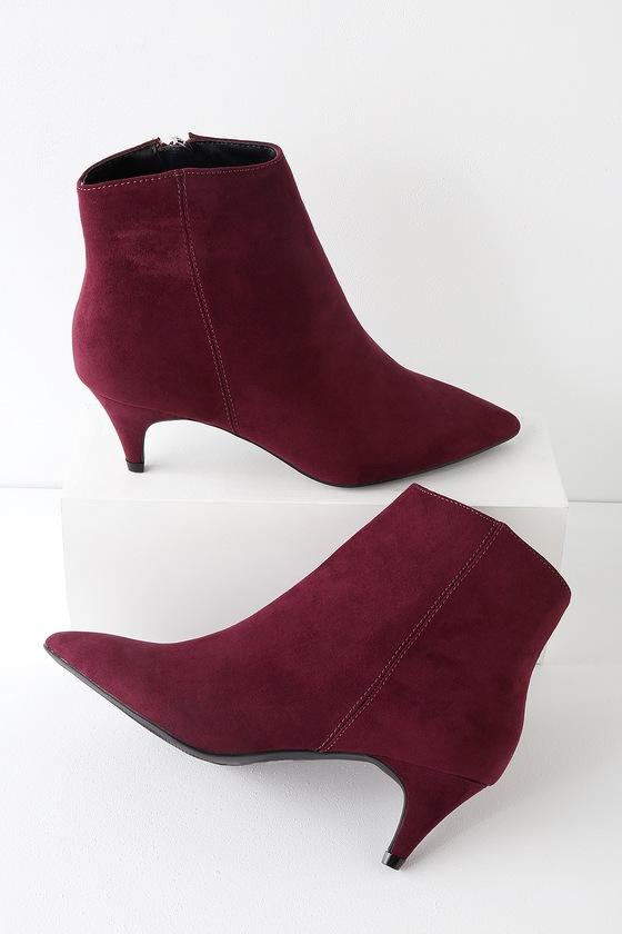 Qupid Paola Wine Suede Pointed Toe Ankle Booties | Lulus