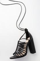 Machi Kiana Black Caged Lace-up Heels | Lulus