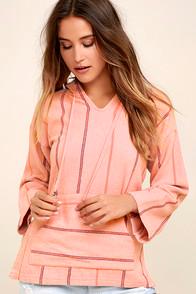 White Crow Los Osos Blush Pink Striped Hoodie