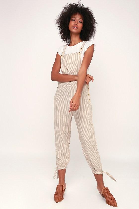 Rhythm Bahamas Beige Striped Jumpsuit | Lulus