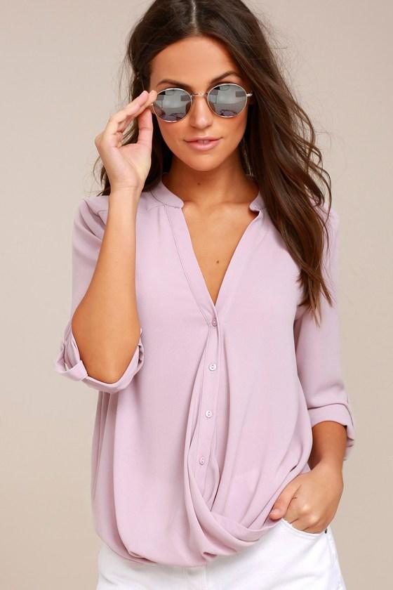 Rush Hour Mauve Button-up Top | Lulus