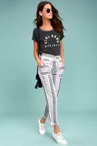 Tavik | Court Black And White Striped Cropped Pants | Size Small | Lulus