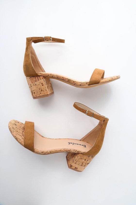 Bonnibel Brooke Tan Cork Ankle Strap Heels | Lulus