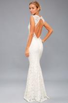 Ceci White Lace Backless Maxi Dress | Lulus