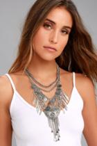 Lulus | Mythic Melody Silver Layered Statement Necklace