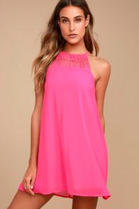 Lulus Tell Me Fuchsia Swing Dress