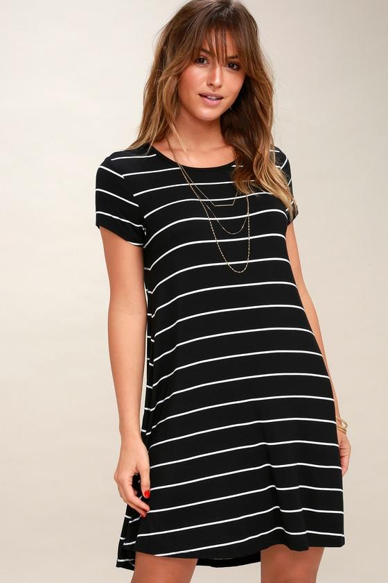 Z Supply Pencil Black And White Striped Shirt Dress | Lulus