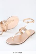 Colleen Rose Gold Leather Flat Sandal Heels | Lulus