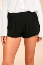 Lulus Breeze By Black Embroidered Shorts
