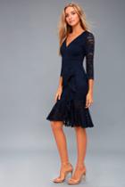 Make Time For Me Navy Blue Lace Midi Dress | Lulus