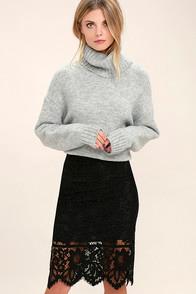 Re:named Swoon-light Black Lace Midi Skirt