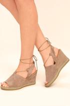 Seychelles What Not Taupe Suede Leather Lace-up Wedges