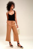 Calistoga Light Brown Wide-leg Cropped Pants | Lulus