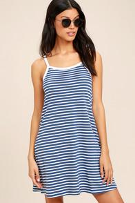 Rhythm Swell Blue Striped Swing Dress