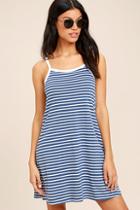 Rhythm Swell Blue Striped Swing Dress