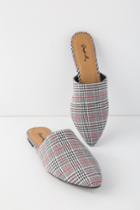 Qupid Penelope Black And Red Plaid Pointed Toe Mules | Lulus