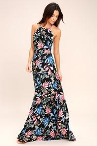 Lulus Loving Ways Black Floral Print Maxi Dress
