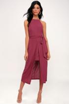 Black Swan Caroline Washed Magenta Midi Dress | Lulus