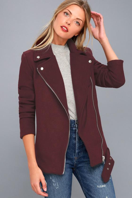 Lost Ink Hand It Over Burgundy Oversized Biker Jacket | Lulus