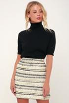 Bernadette Ivory Tweed Striped Mini Skirt | Lulus